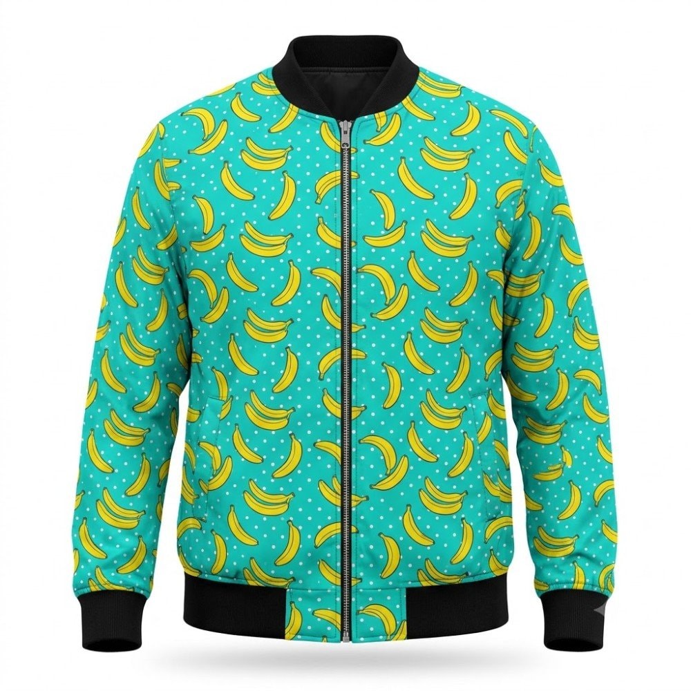 Polka Dot Banana Pattern Print Men's Bomber Jacket