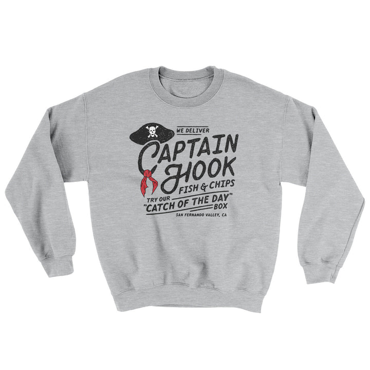 Captain Hook Fish And Chips Ugly Sweater Crewneck Sweatshirt 50/50 Cotton Poly Blend