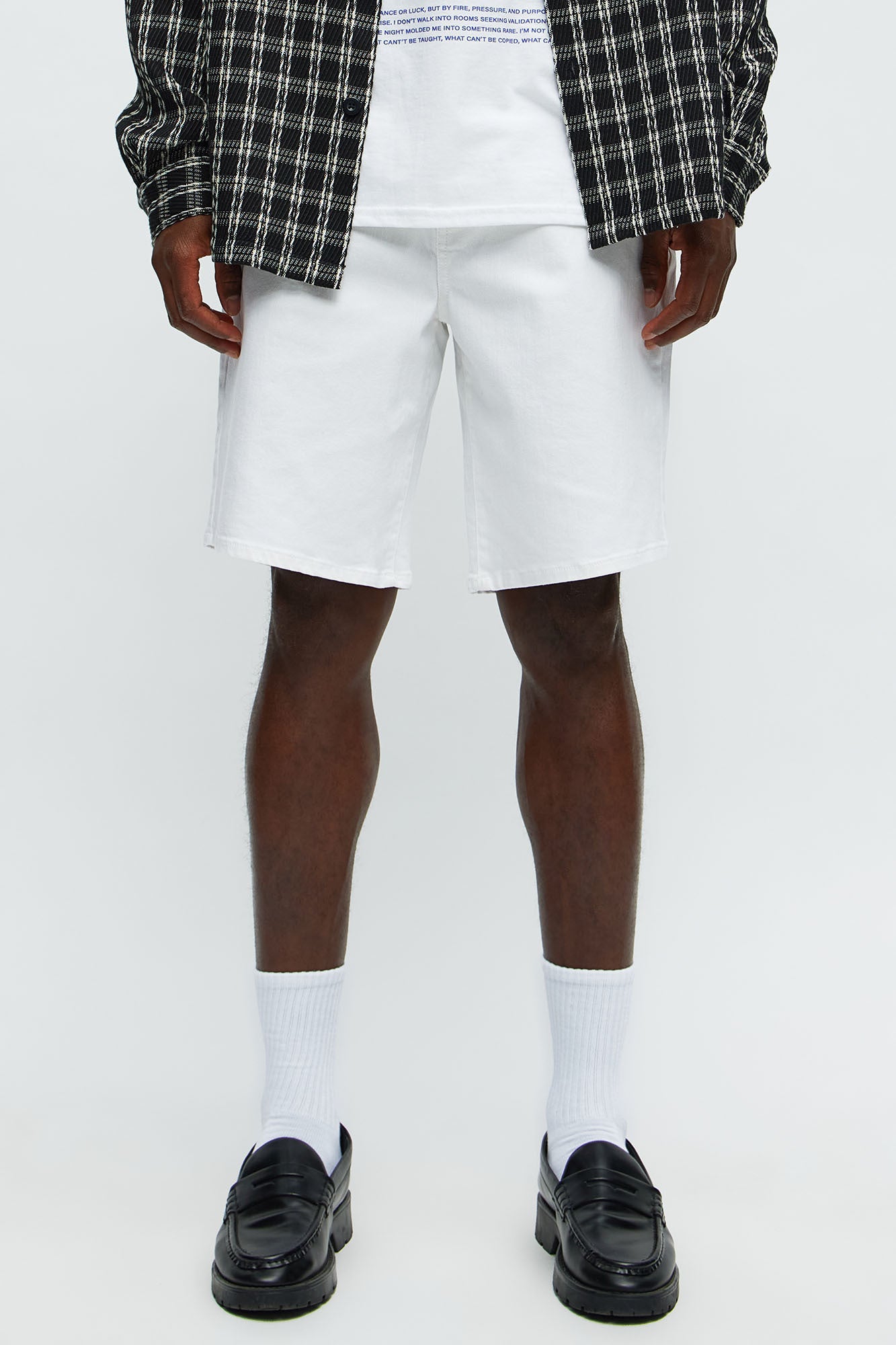 Mike Relaxed Denim Shorts in White for Men