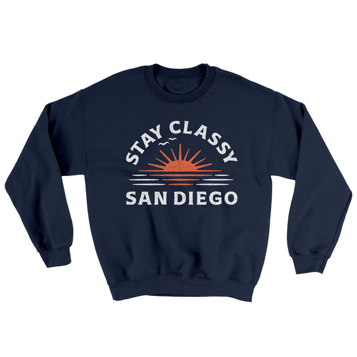 Stay Classy San Diego Ugly Sweater Crewneck Sweatshirt 50/50 Cotton Poly Blend