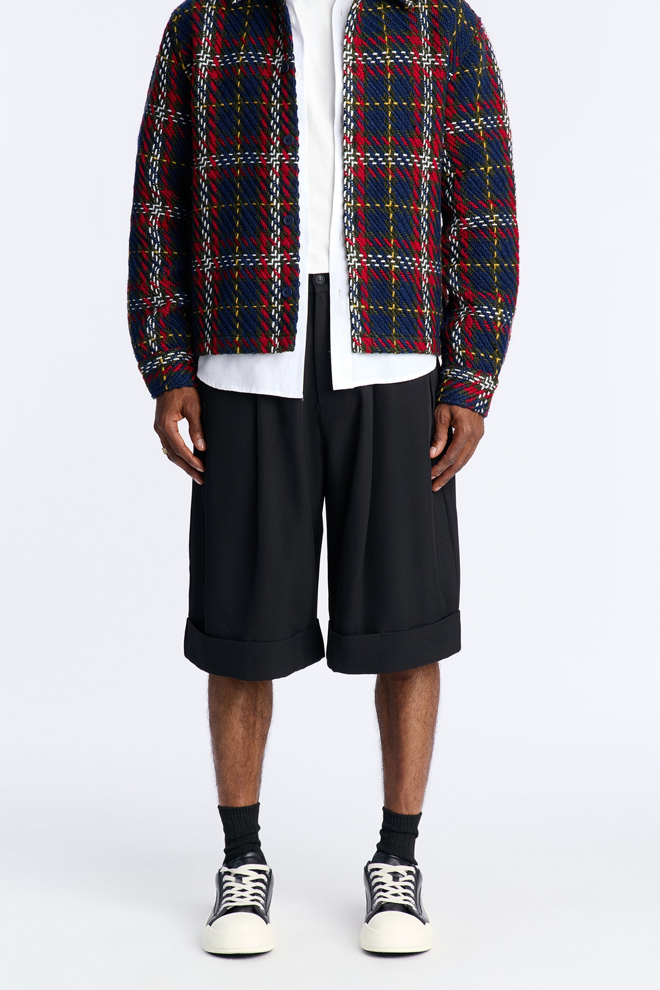 Wide Leg Double Pleated Grammercy Short - Black