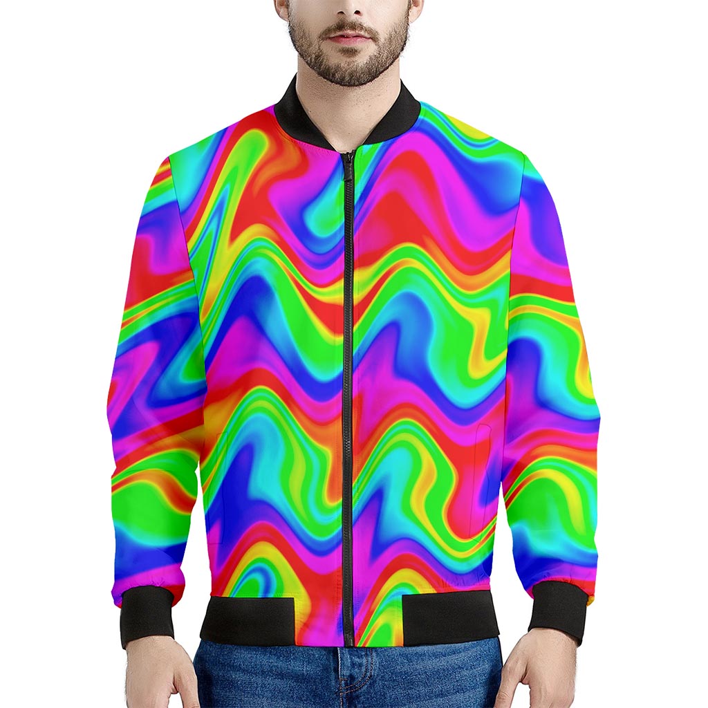 Psychedelic Rainbow Trippy Print Men's Bomber Jacket